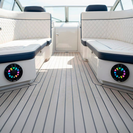 NXL 7.7” 2-Way Coaxial Marine Speaker with Bullet Tweeter, Digital LED Lights & White Deck LED | 175W RMS 4-Ohm