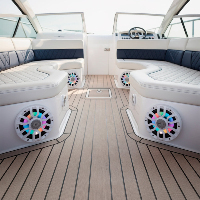 Load image into Gallery viewer, NXL 7.7” 2-Way Coaxial Marine Speaker with Bullet Tweeter, Digital LED Lights &amp; White Deck LED | 175W RMS 4-Ohm
