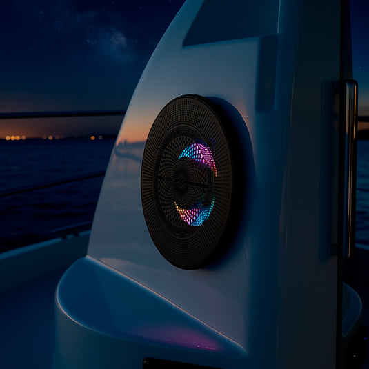 Luxury 8” 2-Way Marine Coaxial Speaker with Digital LED Lights and Flush Magnetic Mount Grille | 175W RMS 4-Ohm