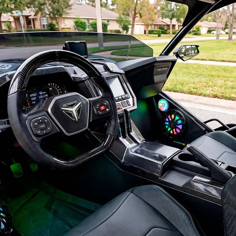 Load image into Gallery viewer, Polaris Slingshot Front Kick Panel Speaker Pods – Loaded with 8" NXL-IQ8/BK Speakers, PRO-TW1LD Tweeters &amp; Digital LED Lights | 2020 - Current
