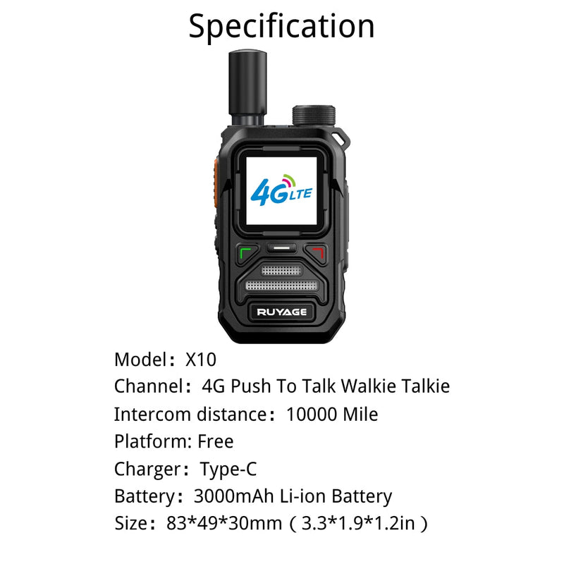 Load image into Gallery viewer, Ruyage X10 Two Way Radio Nationwide LTE Push-to-Talk Walkie Talkie
