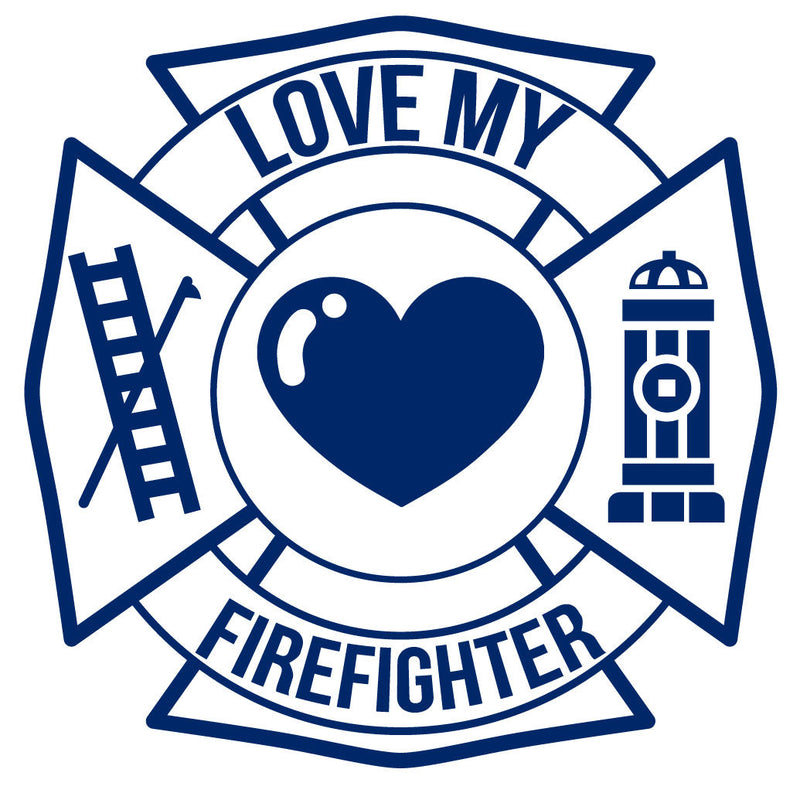 Load image into Gallery viewer, LOVE MY FIREFIGHTER MALTESE CROSS WINDOW DECAL
