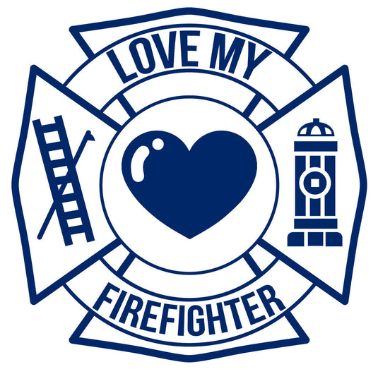 LOVE MY FIREFIGHTER MALTESE CROSS WINDOW DECAL