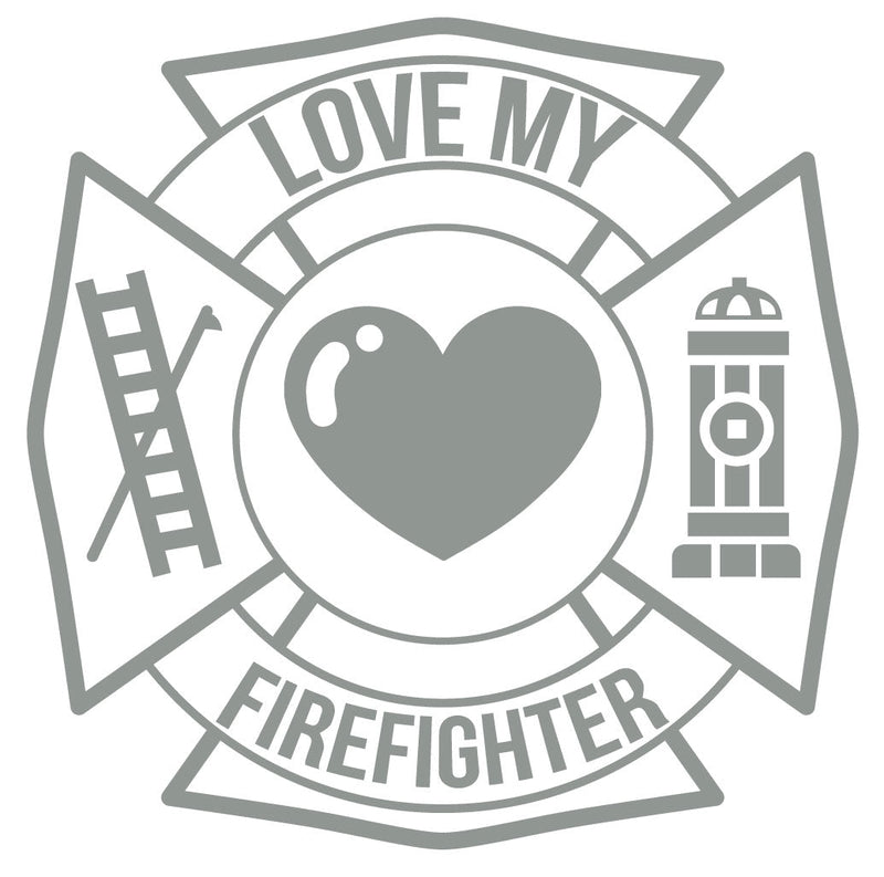 Load image into Gallery viewer, LOVE MY FIREFIGHTER MALTESE CROSS WINDOW DECAL
