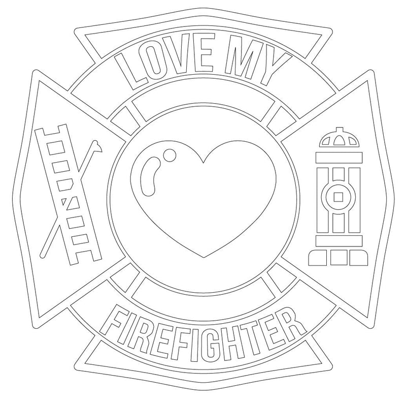 Load image into Gallery viewer, LOVE MY FIREFIGHTER MALTESE CROSS WINDOW DECAL
