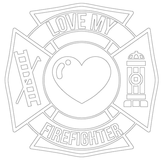 LOVE MY FIREFIGHTER MALTESE CROSS WINDOW DECAL