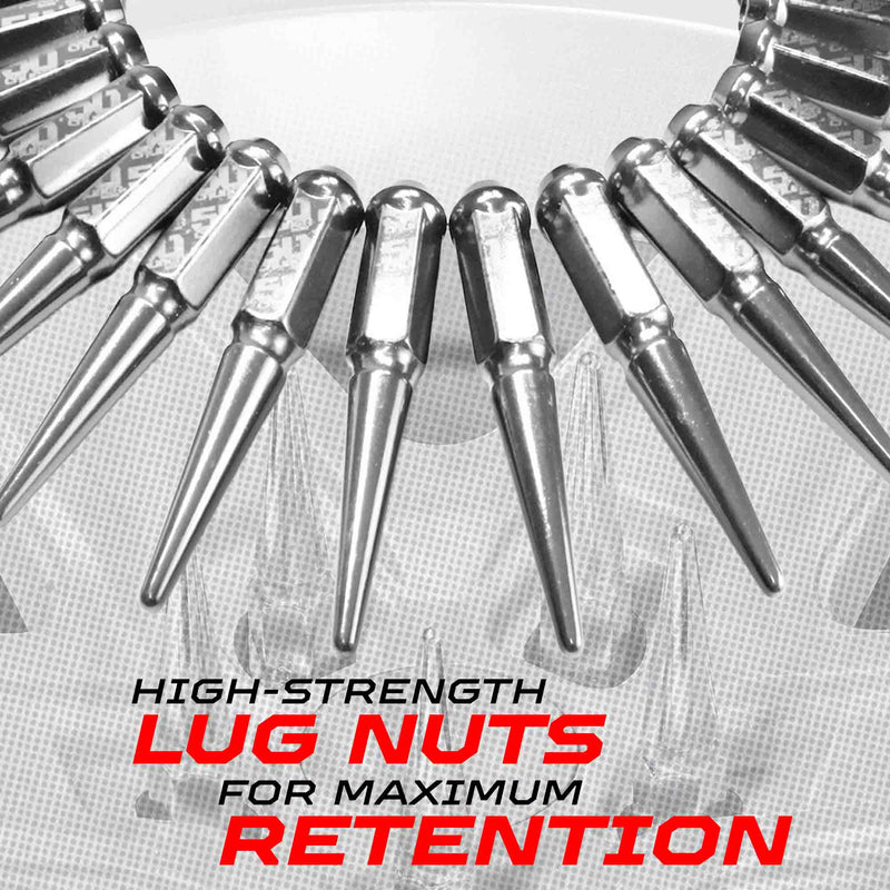 Load image into Gallery viewer, 3/8-24 Extended Spike Lug Nuts - 60 Degree Taper Seat
