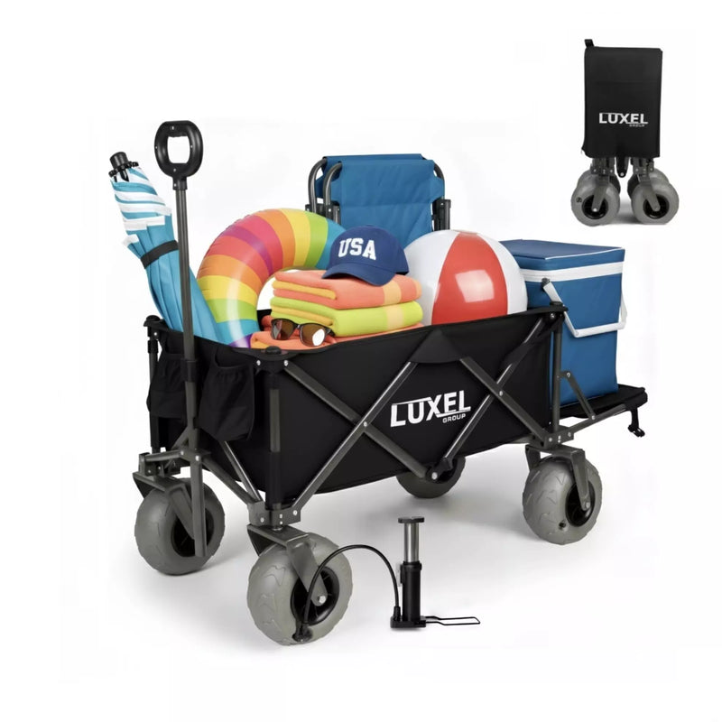 Load image into Gallery viewer, Beach Wagon Cart with Big Wheels – Foldable Utility Wagon Black
