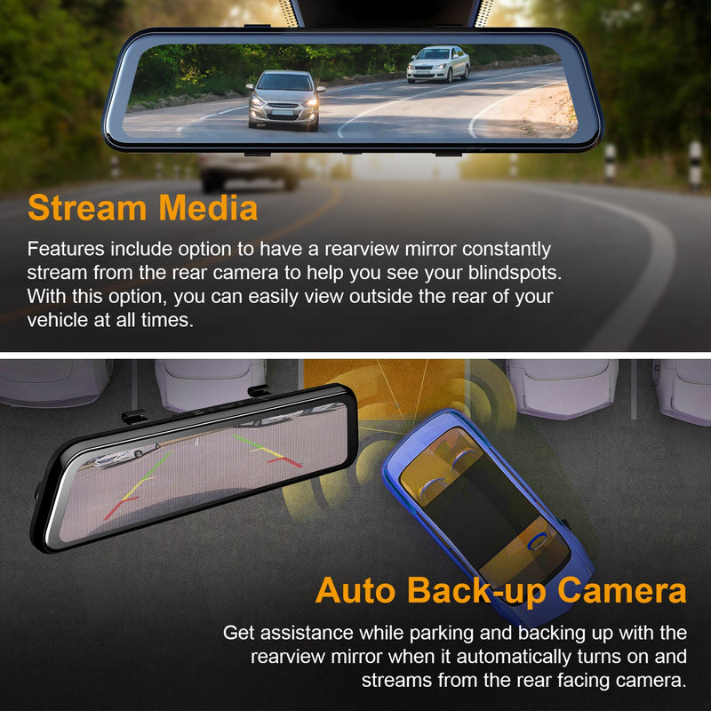 Load image into Gallery viewer, Rexing M2 Smart BSD ADAS Dual Mirror Dash Cam 1080p (Front+Rear) with GPS
