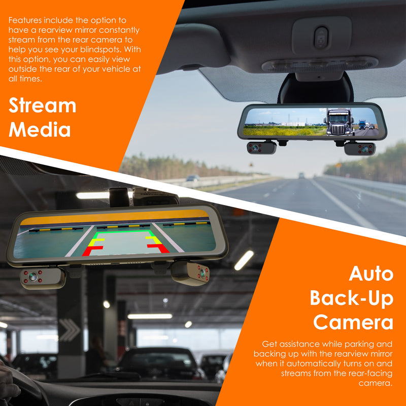 Load image into Gallery viewer, Rexing M4 4-CHANNEL MIRROR DASH CAM 12” Touch Screen Mirror Dash Cam, 1080p with GPS
