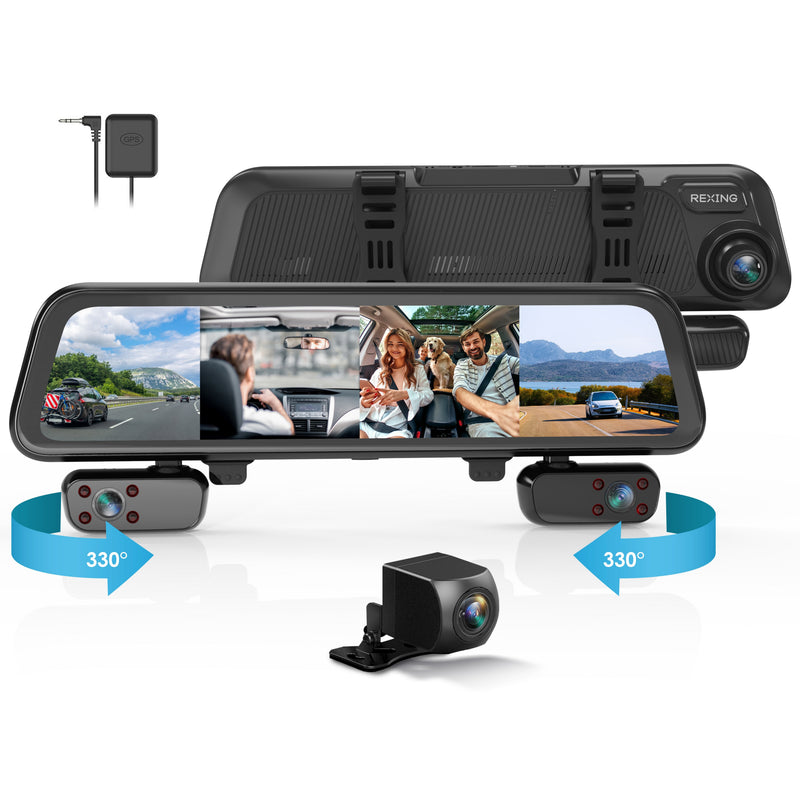 Load image into Gallery viewer, Rexing M4 4-CHANNEL MIRROR DASH CAM 12” Touch Screen Mirror Dash Cam, 1080p with GPS
