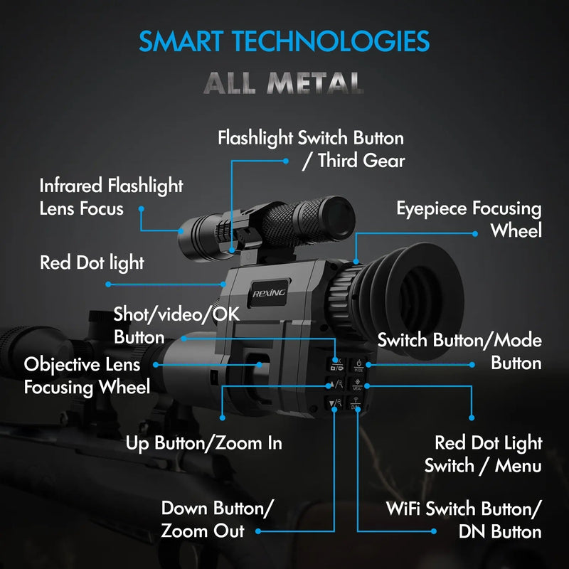 Load image into Gallery viewer, Rexing NVS1 Digital Infrared Night Vision Scope Camera HD Video Recording with Wi-Fi
