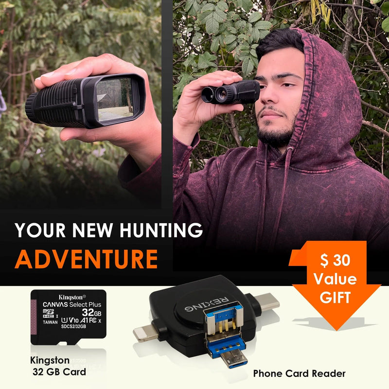 Load image into Gallery viewer, REXING B1 Mini – 1080p Night Vision Mini Digital Binoculars – Travel Infrared Binoculars Save Image And Video w/ Viewing Screen, High-Tech Hunting Gear
