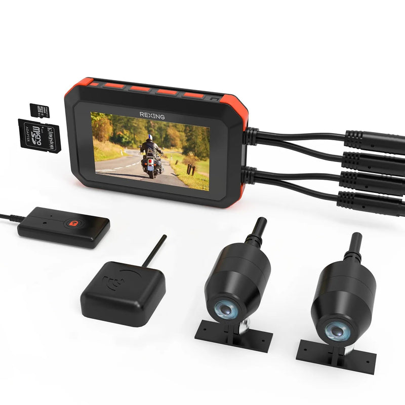 Load image into Gallery viewer, Rexing MTC1 Dual Camera Front and Rear 1080p Motorcycle Dash Cam with WiFi and GPS
