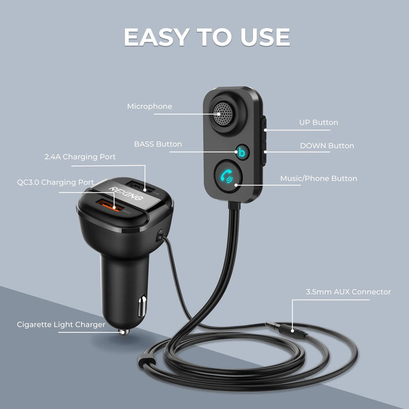 Load image into Gallery viewer, Rexing AUX2 Mini Bluetooth Receiver for car w/ Bluetooth 5.1
