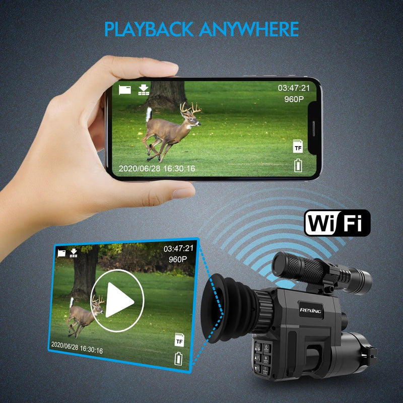 Load image into Gallery viewer, Rexing NVS1 Digital Infrared Night Vision Scope Camera HD Video Recording with Wi-Fi
