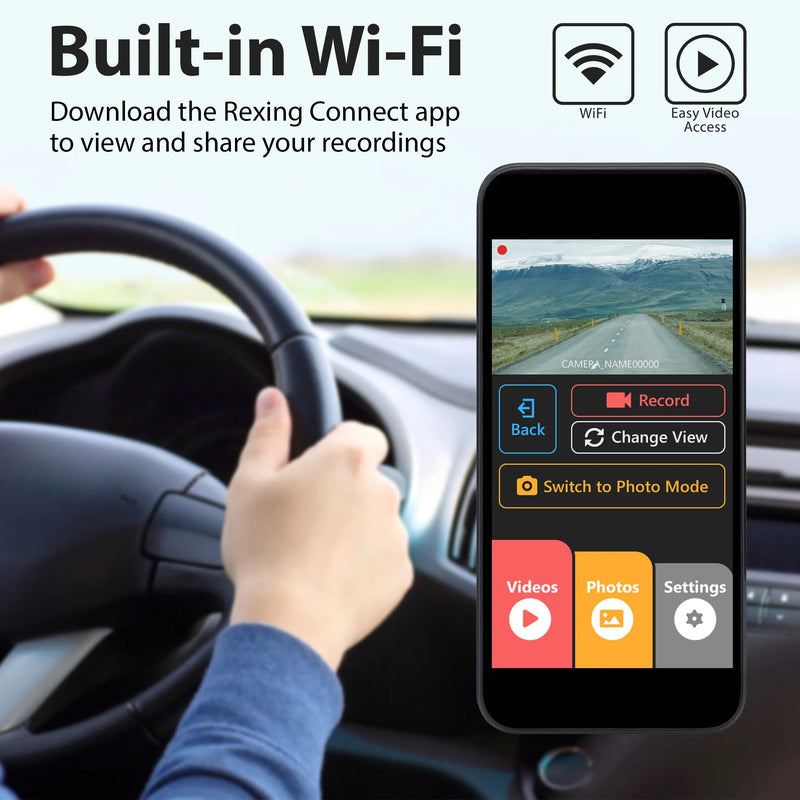 Load image into Gallery viewer, Rexing V1P Pro Dual 1080p Full HD Front and Rear Dash Cam with Wi-Fi and Built-in GPS Logger

