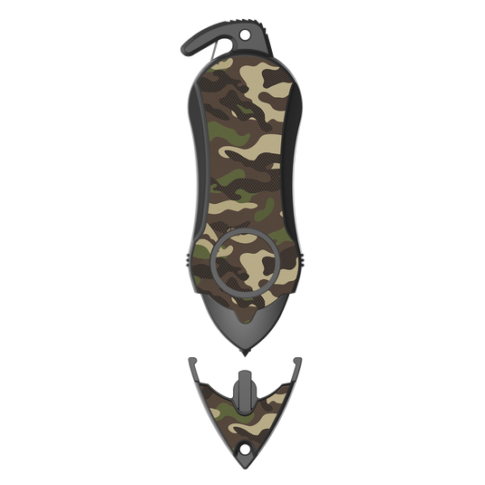 Stinger Personal Safety Alarm Keychain Emergency Tool: Siren Alarm, Seat Belt Cutter, Glass Breaker (Camouflage Green)