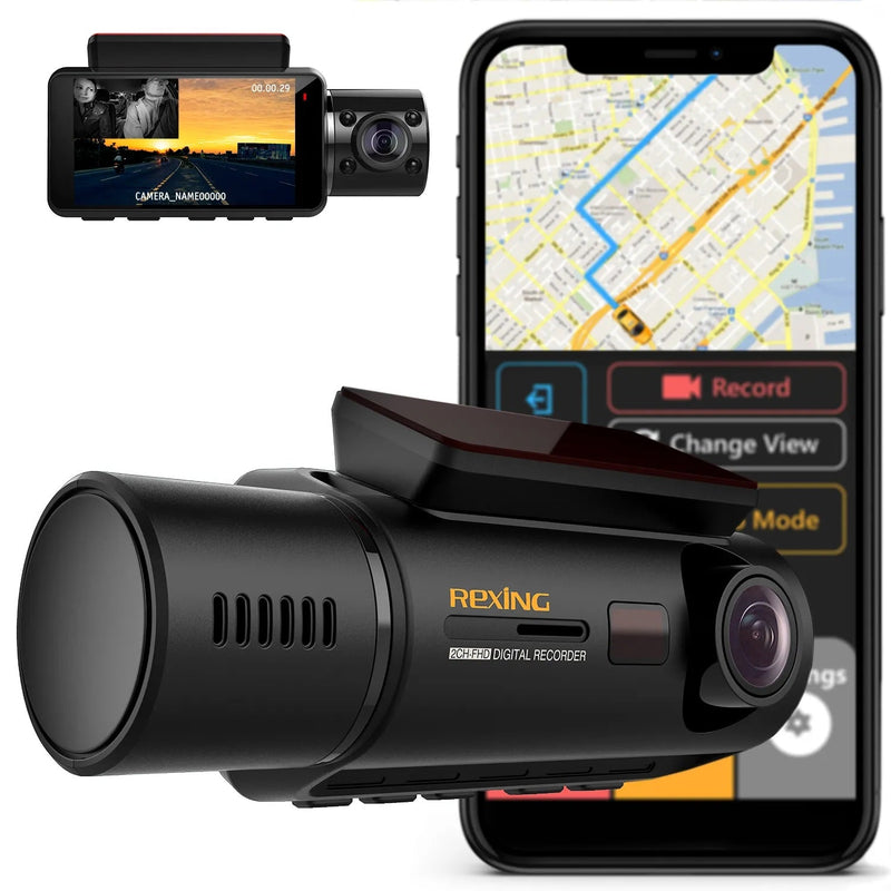 Load image into Gallery viewer, Open Box! Rexing V3 Dual Camera Front and Inside Cabin Full HD 1080p with WiFi and Built-in GPS
