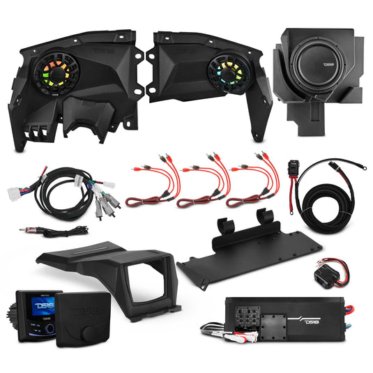 Can-Am Maverick X3 Stage 3 - Front Door Speaker Panels, 12” Subwoofer, Amplifier, Bluetooth Radio & LED Lights