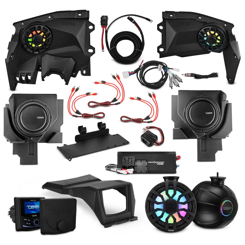 Load image into Gallery viewer, Can-Am Maverick X3 Stage 5 - Dash Speaker Panels, 8" Tower Speakers, Dual 12” Subwoofer, Amplifier, Bluetooth Radio &amp; LED Lights
