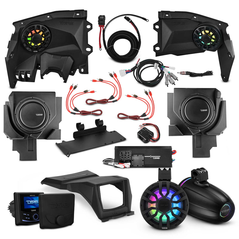 Load image into Gallery viewer, Can-Am Maverick X3 Stage 6 - Dash Speaker Panels, 8" Neodymium Tower Speakers, Dual 12” Subwoofer, Amplifier, Bluetooth Radio &amp; LED Lights
