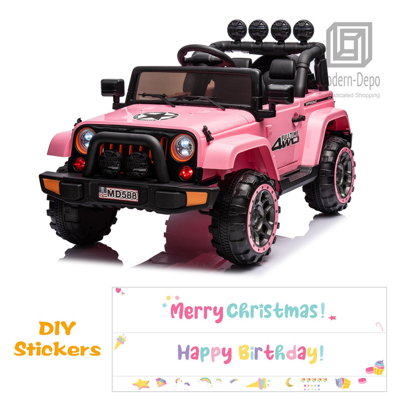 Load image into Gallery viewer, Jeep Kids Ride On Car with Parent Remote Control, Customizable Stickers, and LED Lights - 12V
