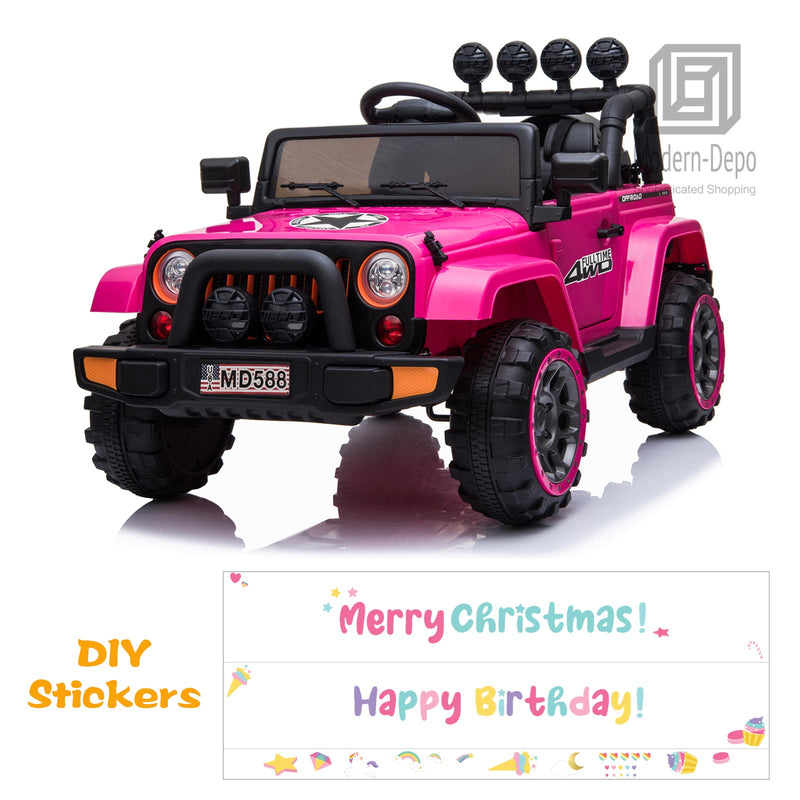 Load image into Gallery viewer, Jeep Kids Ride On Car with Parent Remote Control, Customizable Stickers, and LED Lights - 12V
