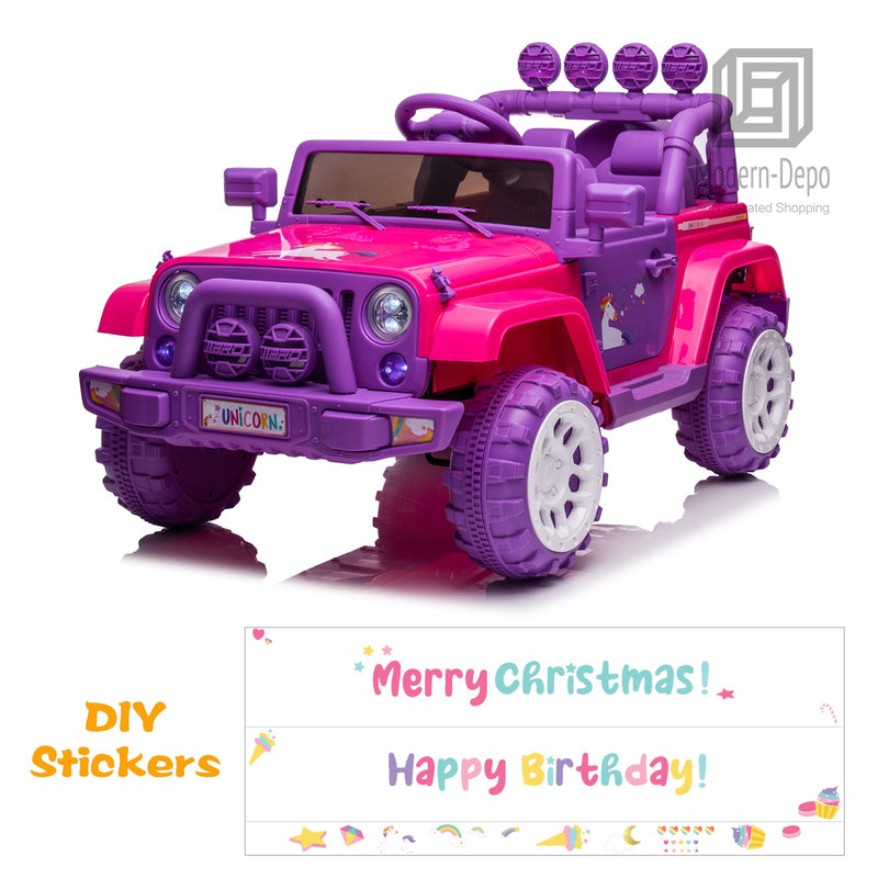 Load image into Gallery viewer, Jeep Kids Ride On Car with Parent Remote Control, Customizable Stickers, and LED Lights - 12V
