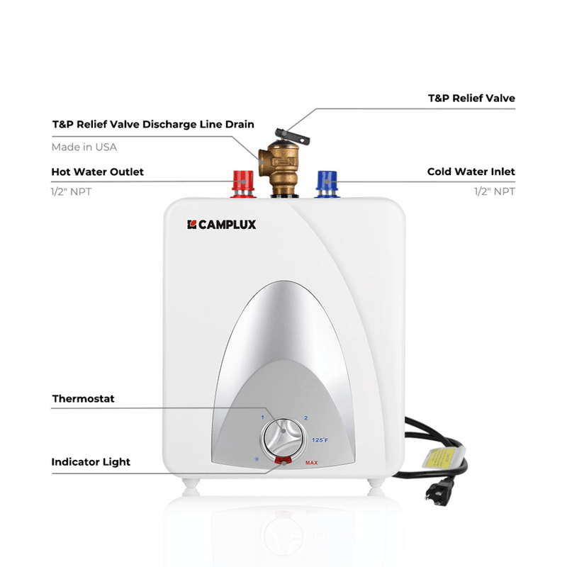 Load image into Gallery viewer, Camplux Electric Mini Tank Point of Use Water Heater 120V - 1.3 Gallon
