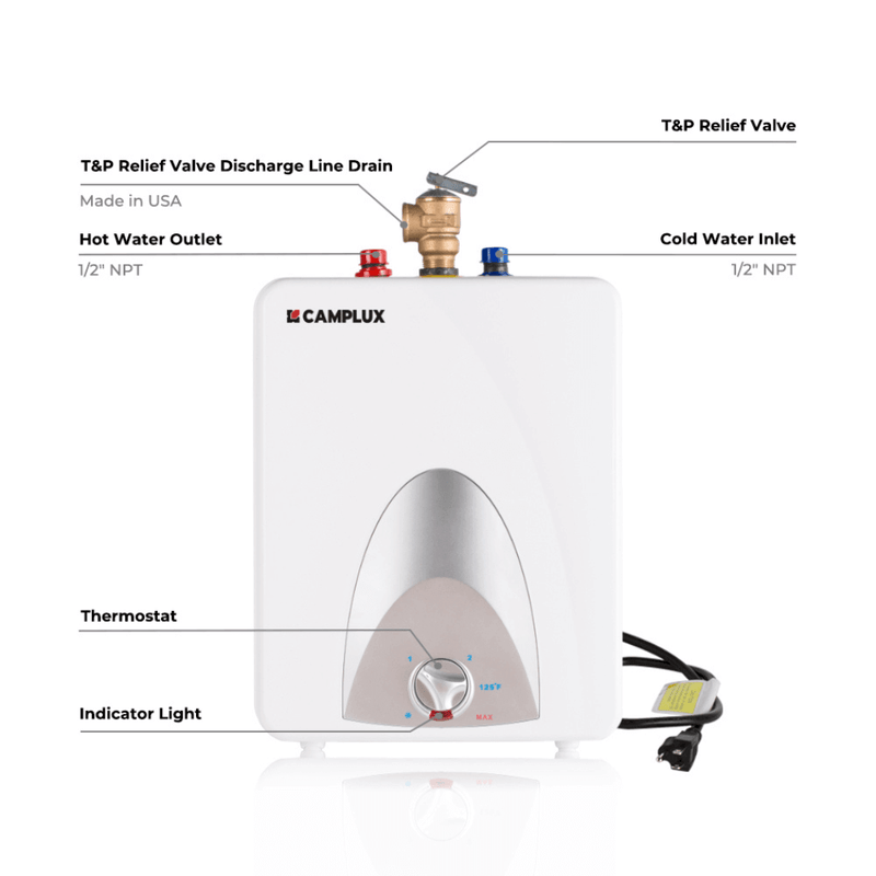 Load image into Gallery viewer, Camplux Electric Mini Tank Point of Use Water Heater 120V - 2.5 Gallon
