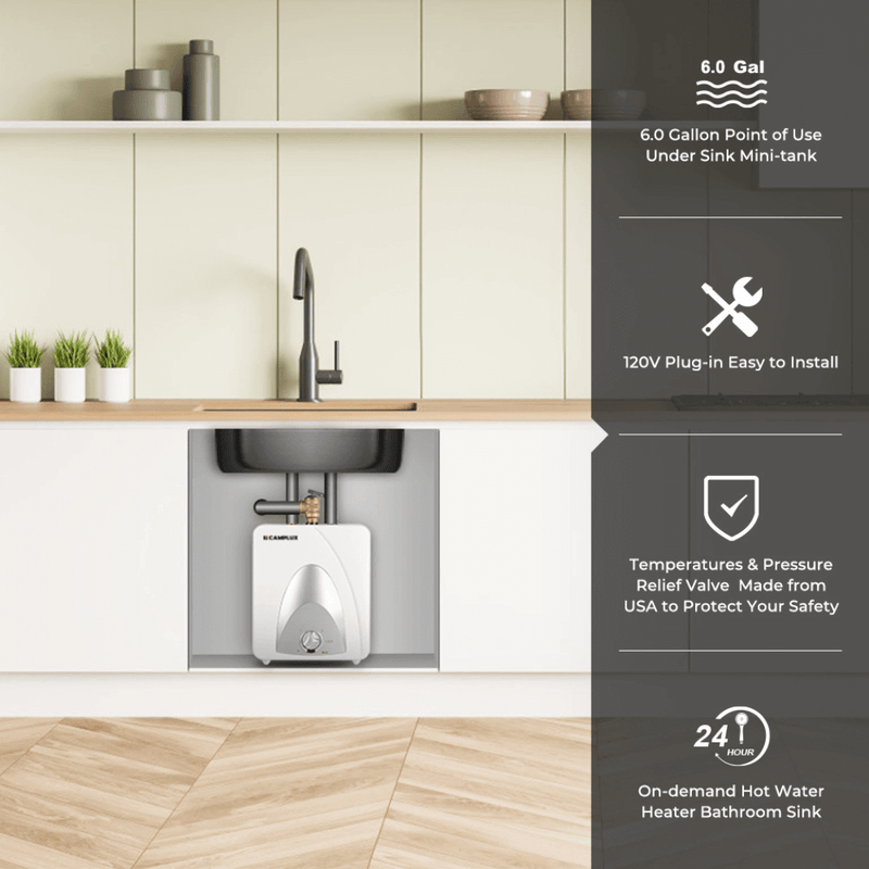 Load image into Gallery viewer, Camplux Electric Mini Tank Point of Use Water Heater 120V - 6.0 Gallon
