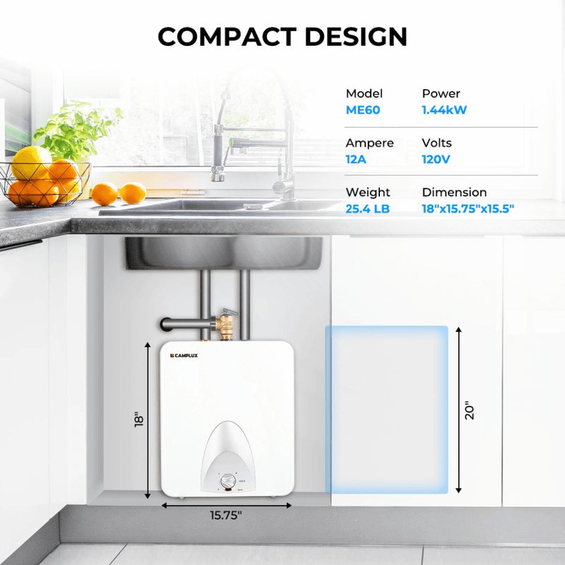 Load image into Gallery viewer, Camplux Electric Mini Tank Point of Use Water Heater 120V - 6.0 Gallon

