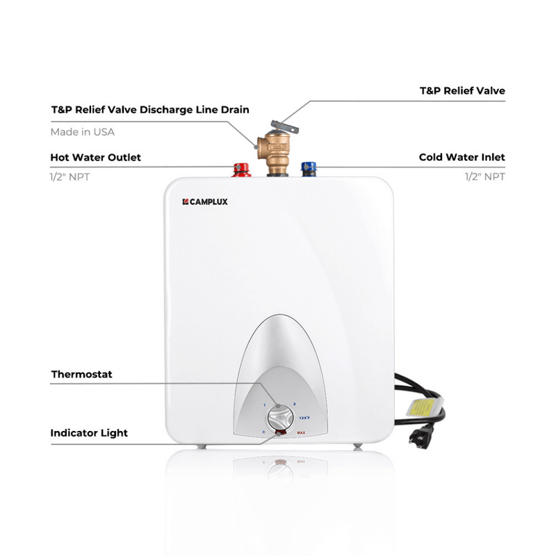 Load image into Gallery viewer, Camplux Electric Mini Tank Point of Use Water Heater 120V - 6.0 Gallon
