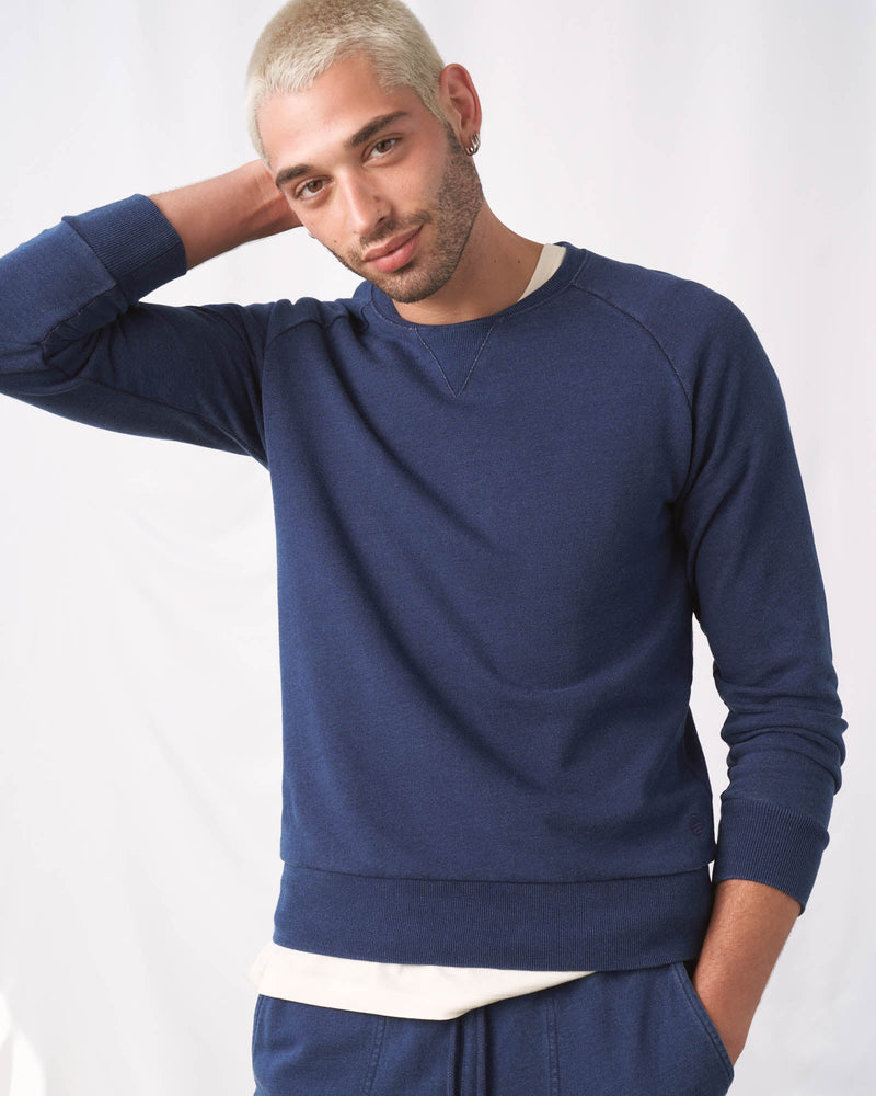 Load image into Gallery viewer, Organic Indigo Throwback Sweatshirt
