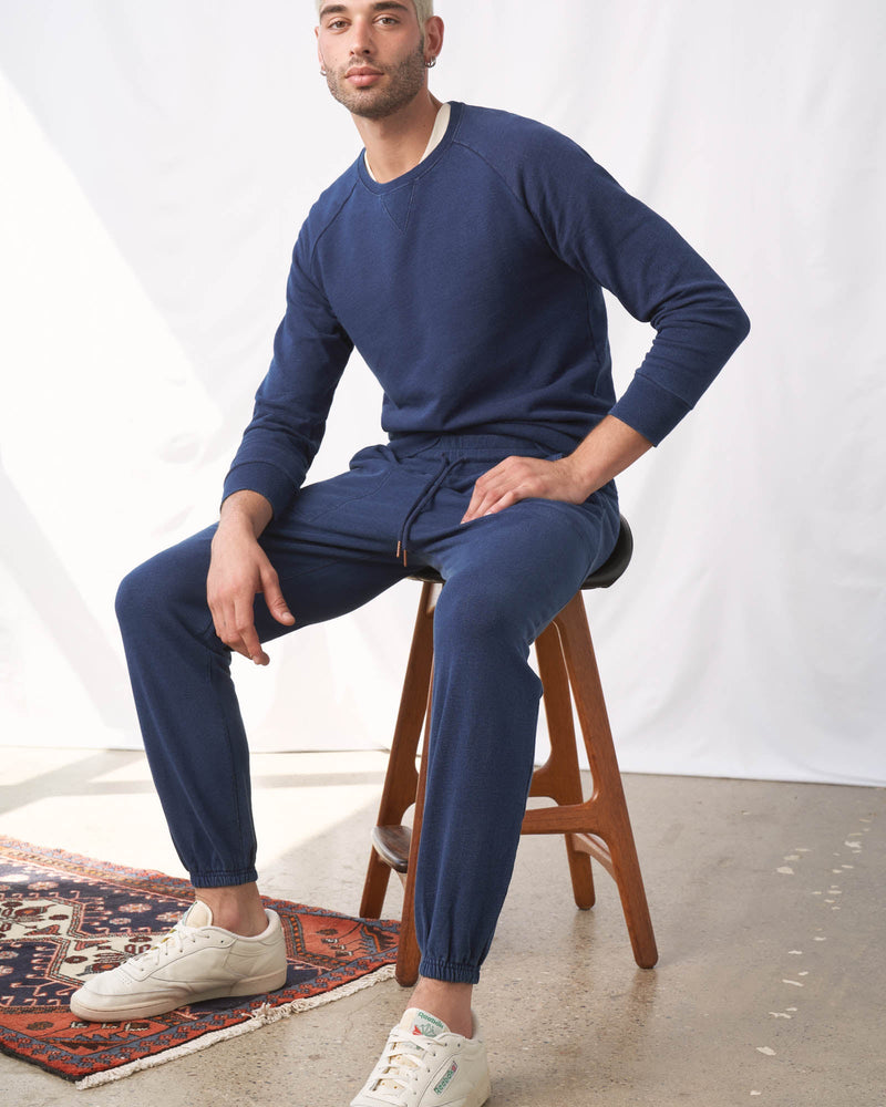 Load image into Gallery viewer, Organic Indigo Throwback Sweatshirt
