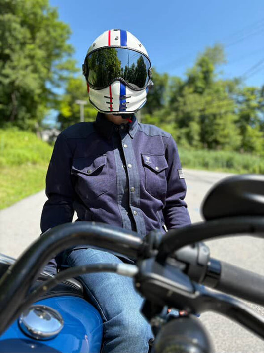 Protective Summer Mesh Shirt for Women - Navy Blue Solid with Pads