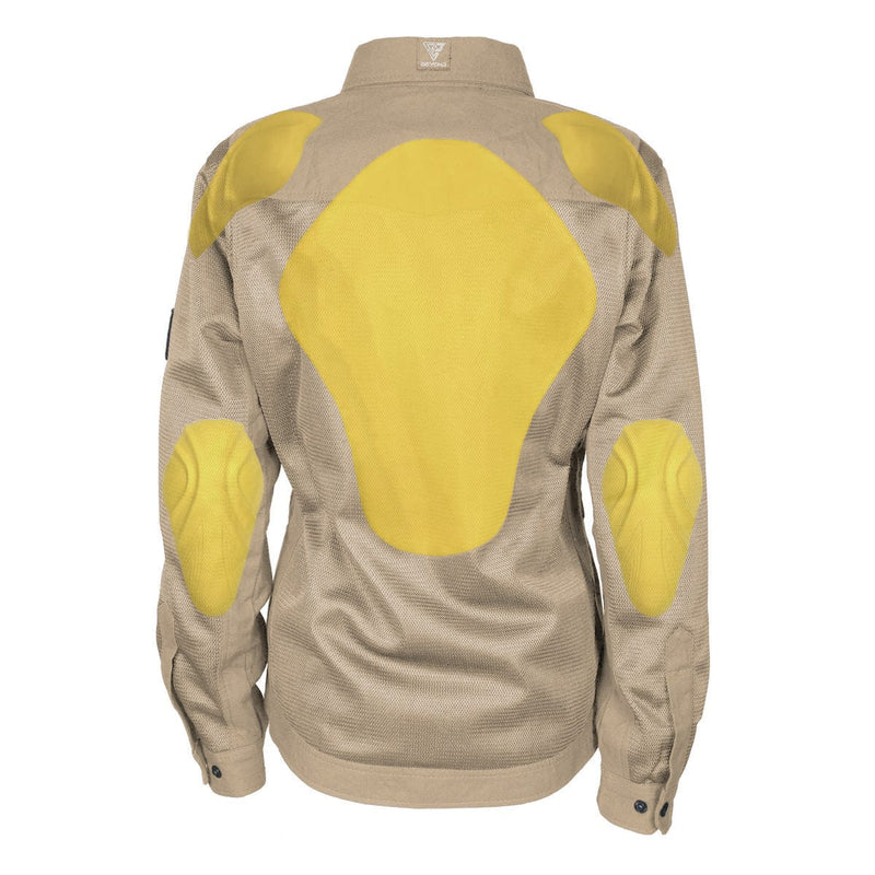 Load image into Gallery viewer, Protective Summer Mesh Shirt for Women - Khaki Solid with Pads
