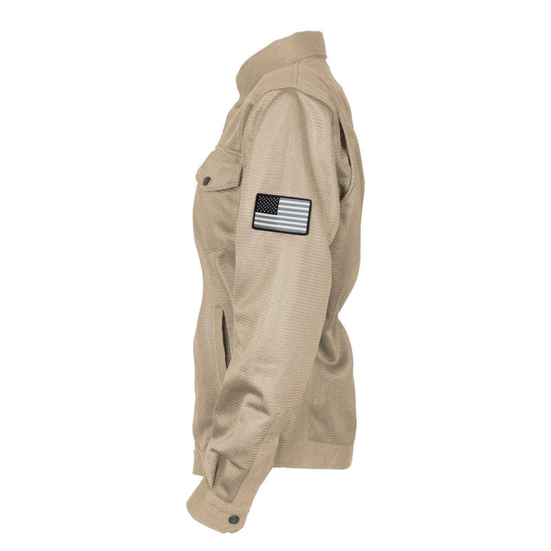 Load image into Gallery viewer, Protective Summer Mesh Shirt for Women - Khaki Solid with Pads
