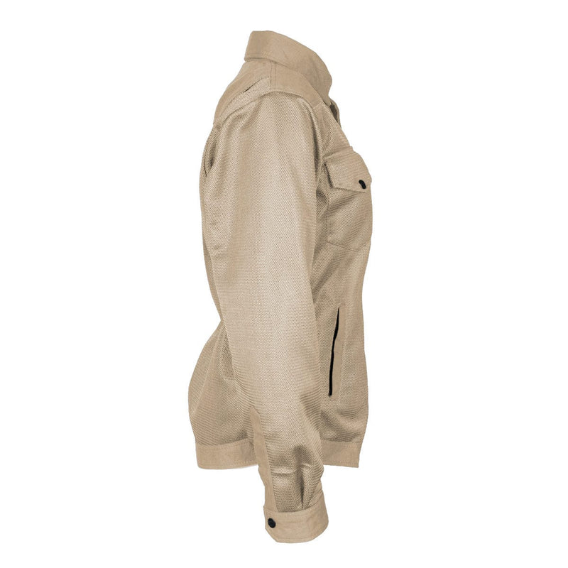 Load image into Gallery viewer, Protective Summer Mesh Shirt for Women - Khaki Solid with Pads
