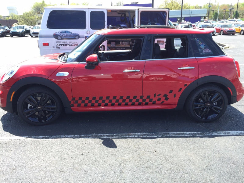 Load image into Gallery viewer, Side Rocker &quot;Checkered Flag&quot; Stripe Decal for Mini Cooper 4 Door (x2)
