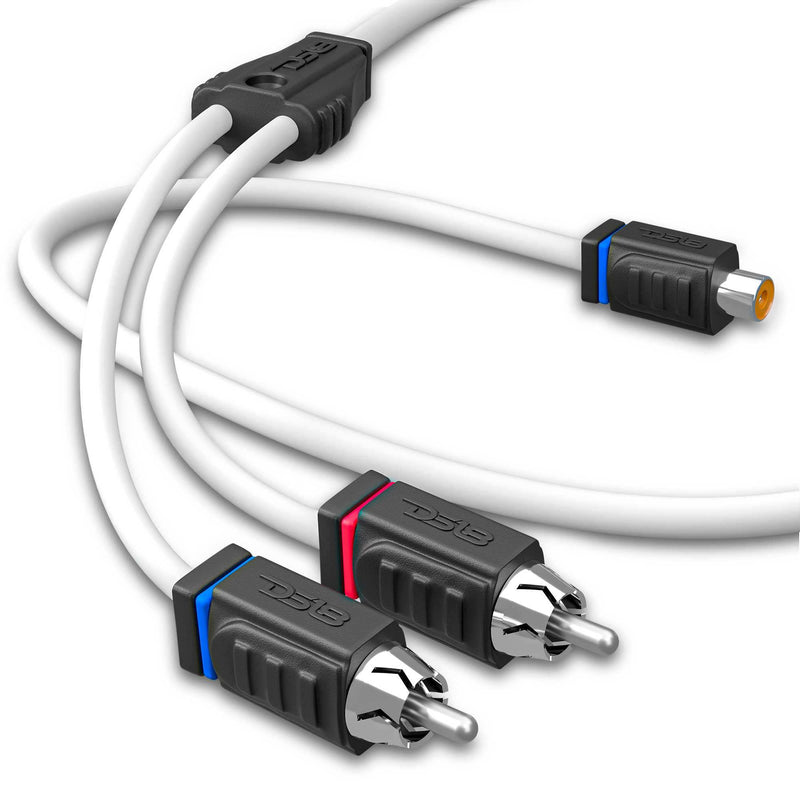 Load image into Gallery viewer, RCA Marine Grade Tinned 100% Copper OFC Y Connector 1 FEMALE to 2 MALE - WHITE - Skoutley Outdoors LLC
