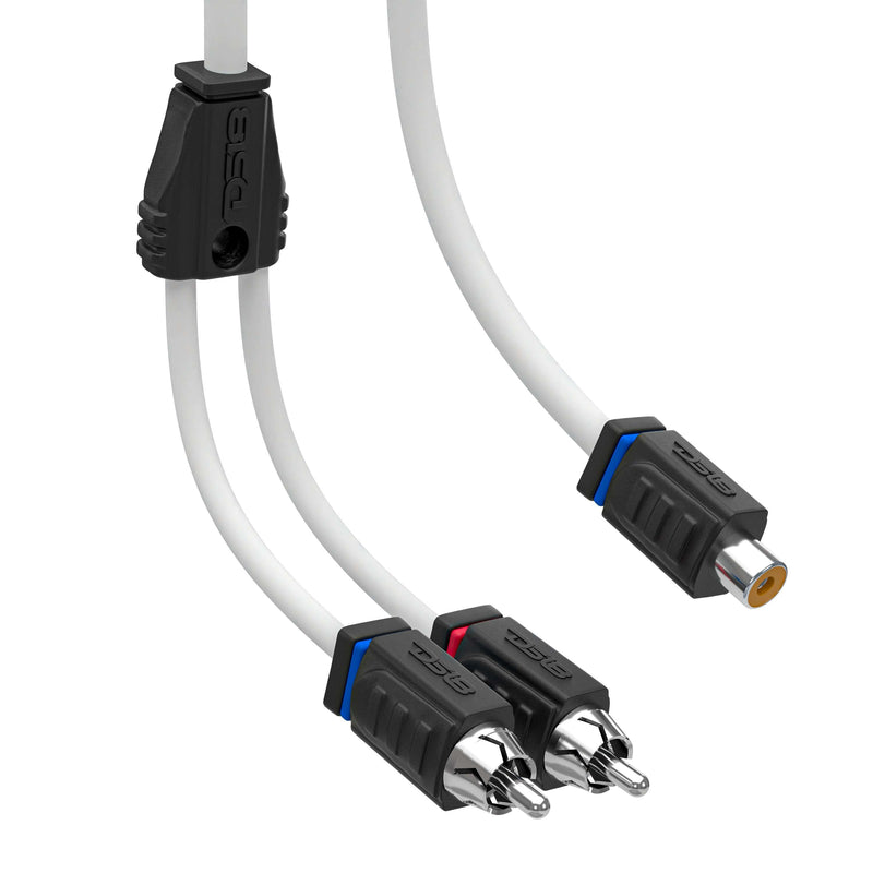 Load image into Gallery viewer, RCA Marine Grade Tinned 100% Copper OFC Y Connector 1 FEMALE to 2 MALE - WHITE - Skoutley Outdoors LLC
