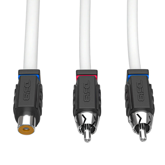 RCA Marine Grade Tinned 100% Copper OFC Y Connector 1 FEMALE to 2 MALE - WHITE - Skoutley Outdoors LLC