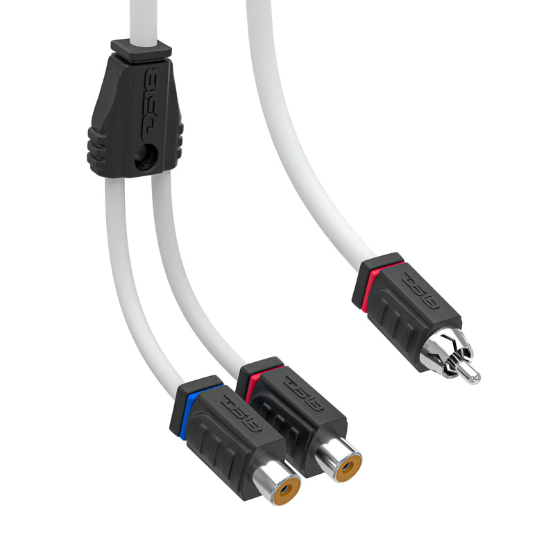 Load image into Gallery viewer, RCA Marine Grade Tinned 100% Copper OFC Y Connector 2 FEMALE to 1 MALE - WHITE - Skoutley Outdoors LLC
