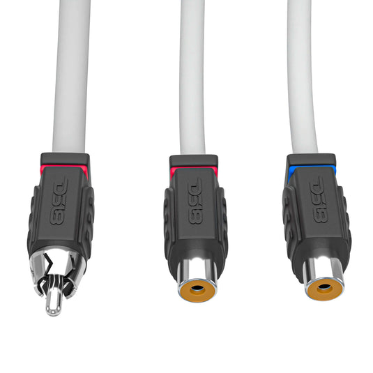RCA Marine Grade Tinned 100% Copper OFC Y Connector 2 FEMALE to 1 MALE - WHITE - Skoutley Outdoors LLC