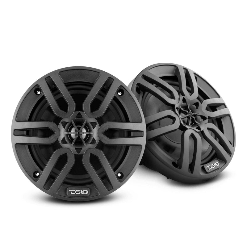 Load image into Gallery viewer, DS18 Golf Cart Package - 2 x 4” Marine Speakers + 1x 2 CH Amplifier + 1 x AMPKIT8 + 1 x ENSBTRC-SQ, BLACK or WHITE. - Skoutley Outdoors LLC
