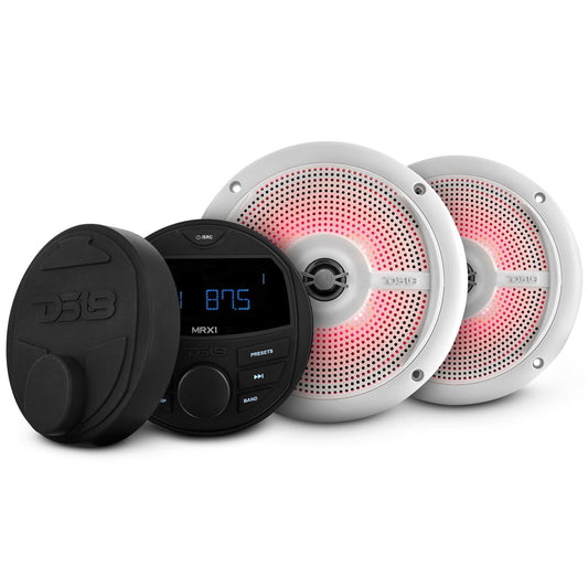 Marine and Powersports Headunit and 6.5" Marine Speaker Package (MRX1 and 2 X NXL-6SL/WH) - White - Skoutley Outdoors LLC