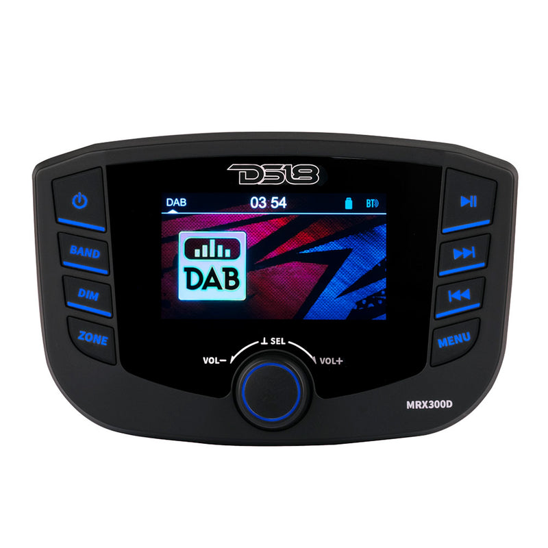 Load image into Gallery viewer, Marine Headunit TFT screen , 3 Zones, 4 volts Output, Bluetooth, RDS 4X50 Watts With DAB+ for Europe
