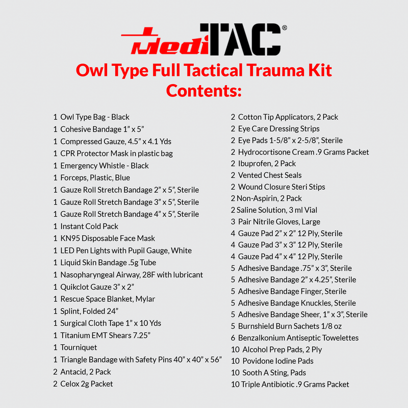 Load image into Gallery viewer, Small Rip-Away Owl Type Full Tactical Trauma Kit
